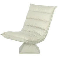 Poltrona in Tessuto Imbottita Girevole a 360° e Reclinabile a 3 Livelli 62x70x95cm, Beige