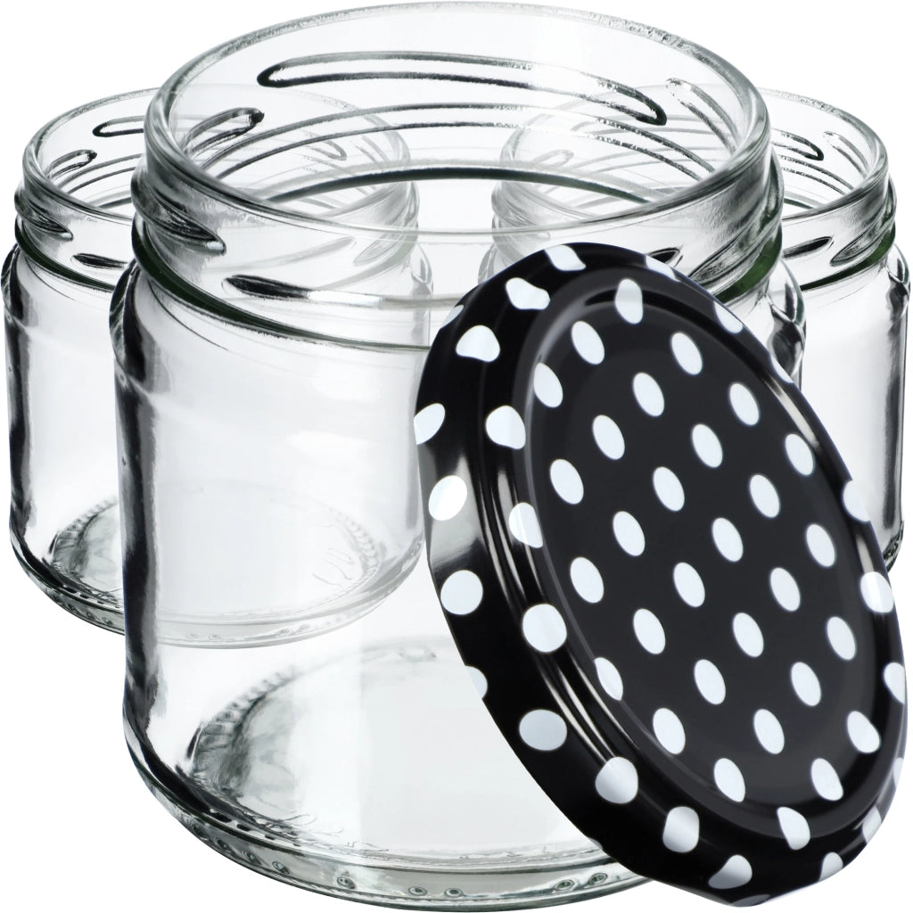 Barattoli per conserve KADAX Lerma 200ml 50 pezzi 66mm + coperchio "Piselli neri"