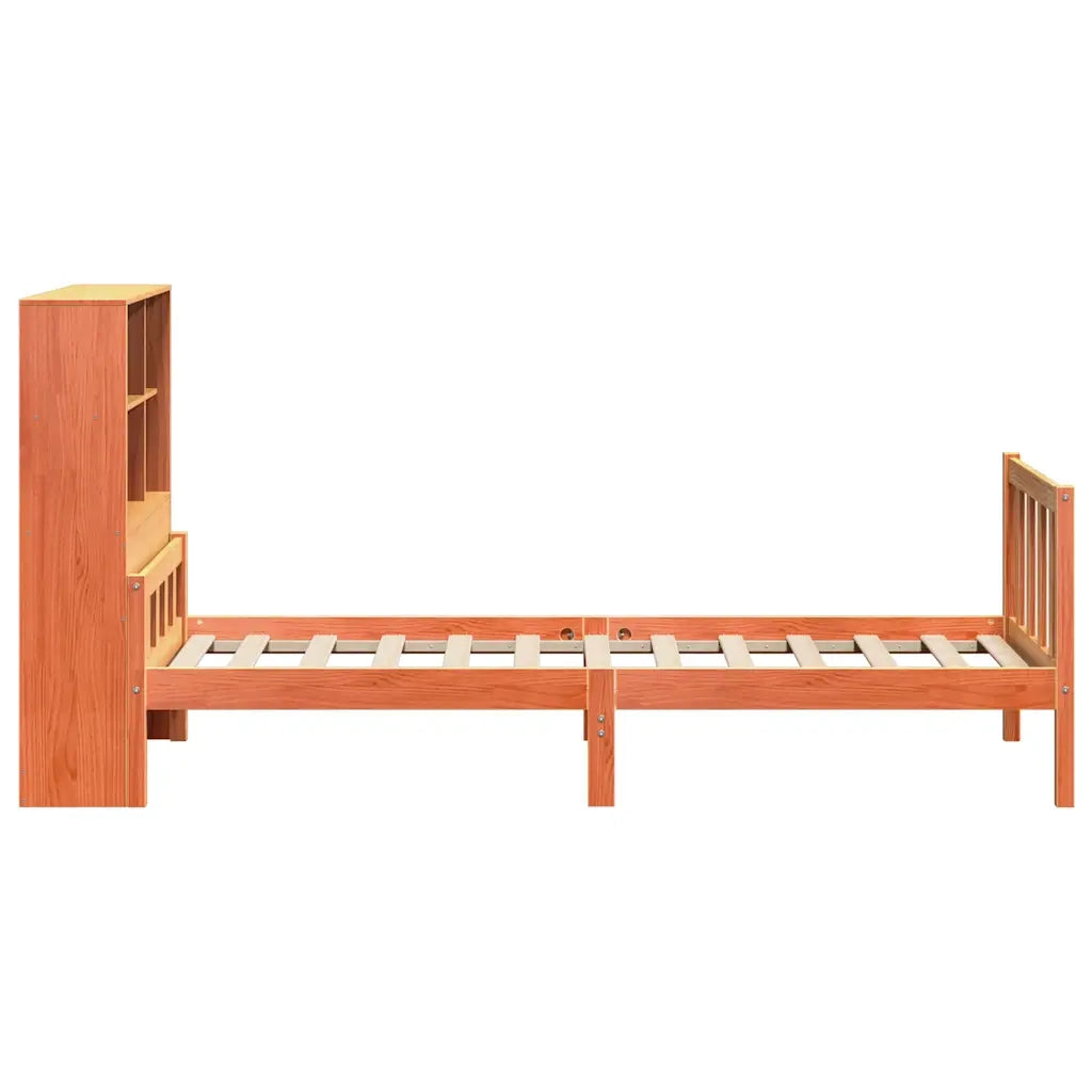 Letto singolo | Letto per adulti | Letto Libreria senza Materasso Marrone Cera 75x190 cm Legno