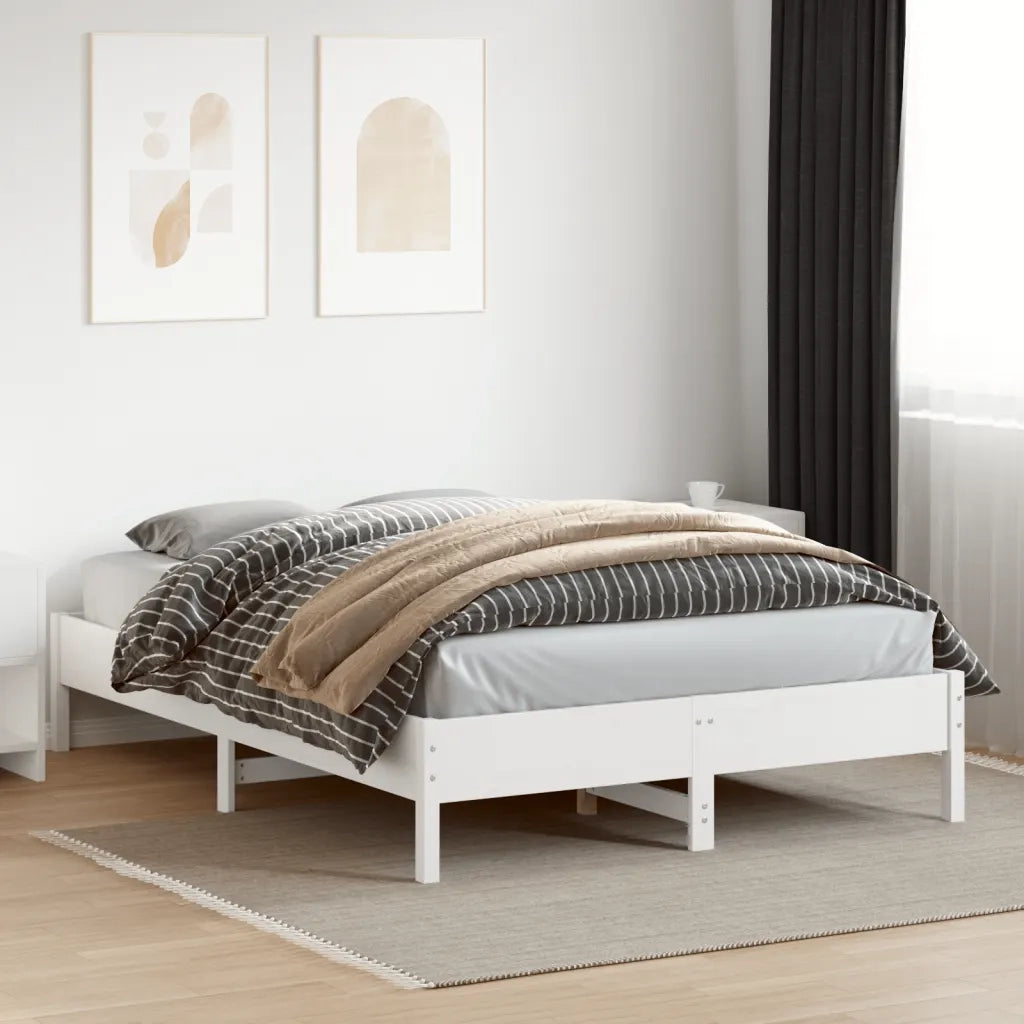 Letto senza Materasso Bianco 150x200 cm Legno Massello di Pino 842695
