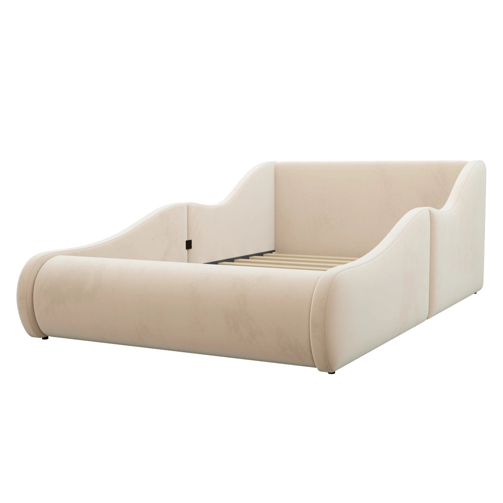 letto imbottito velluto beige 90 x 200 cm