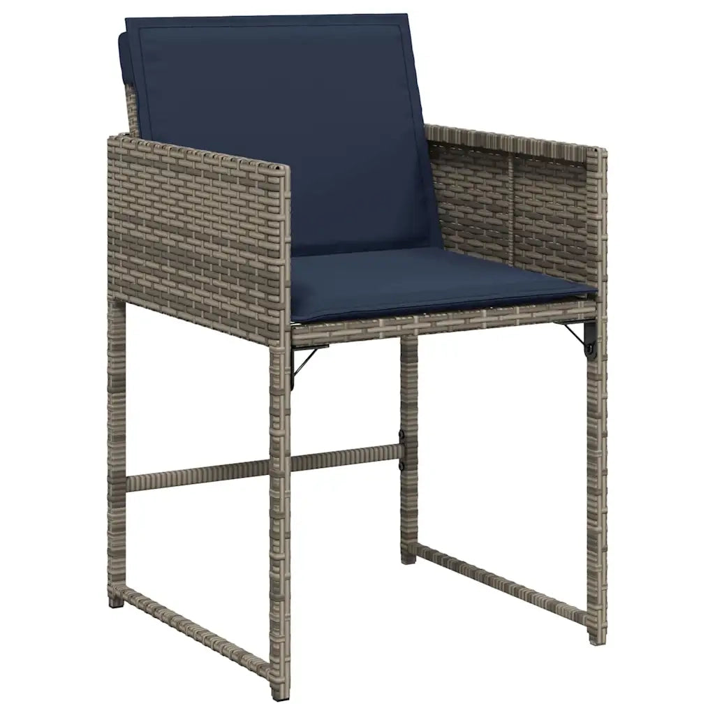 Set da Pranzo per Giardino con cuscino 9 pcs Grigio polyrattan 3380035