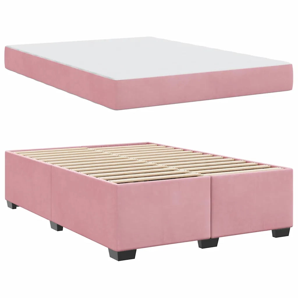 vidaXL Struttura letto con materasso Rosa 140 x 200 cm Velluto