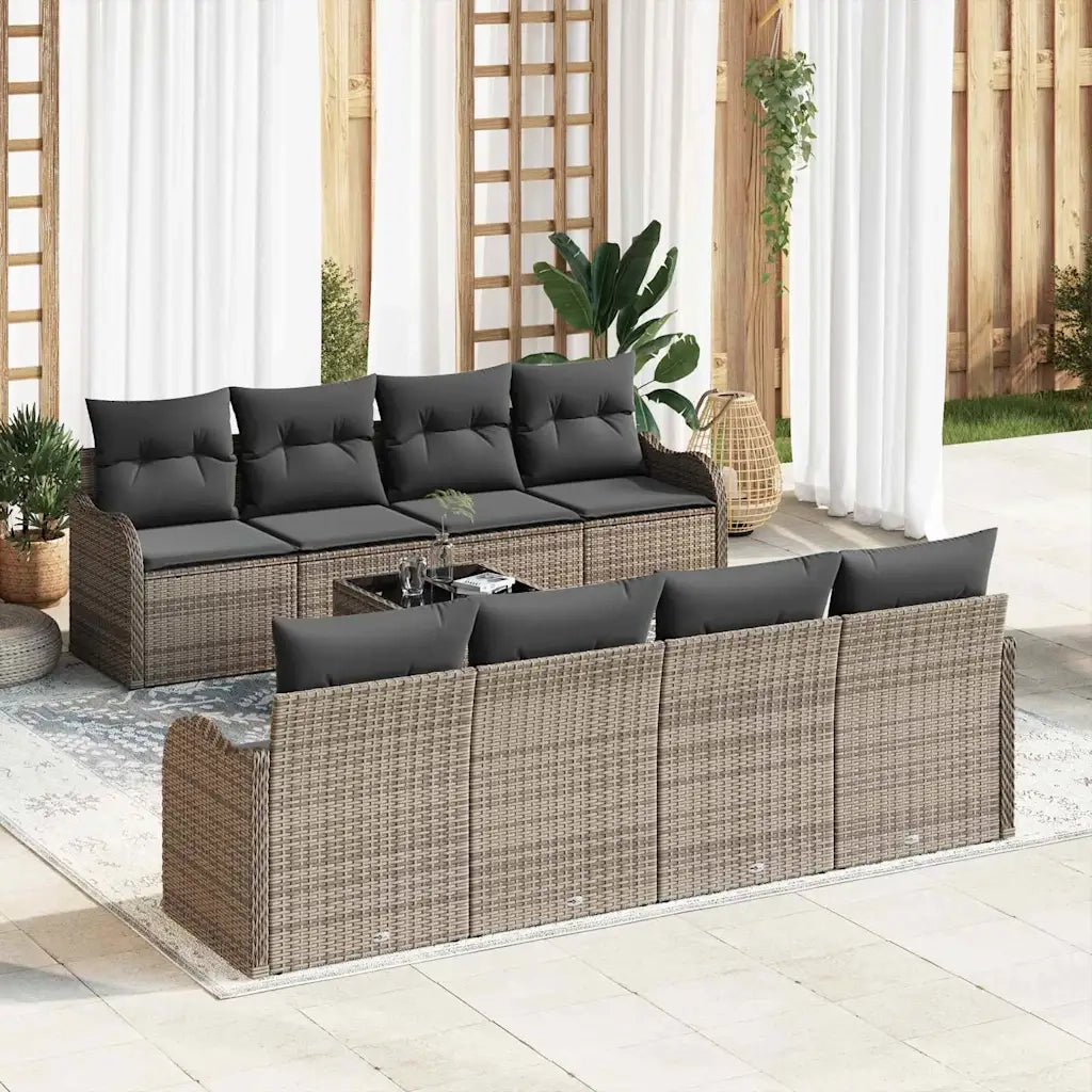 Set Divano da Giardino con cuscino con cuscino 9 pcs Grigio 3354298