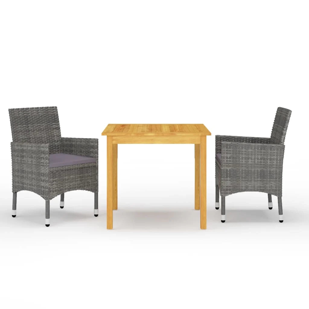 Set da pranzo da giardino per esterni 3 pezzi mobili grigi 02_0013615