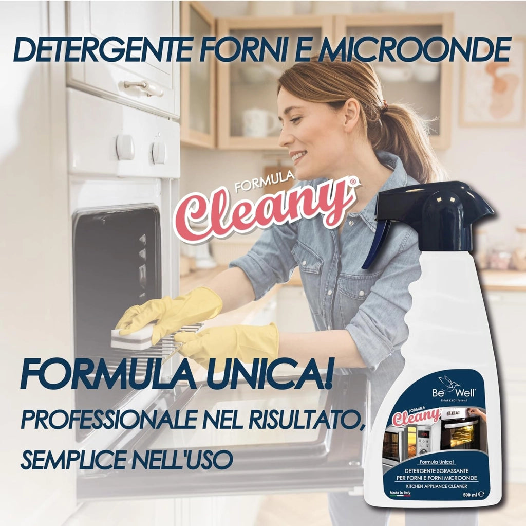 CLEANY Detergente Sgrassante Spray per Forni e Microonde, Formula Professionale, 500 ml, Made in Italy