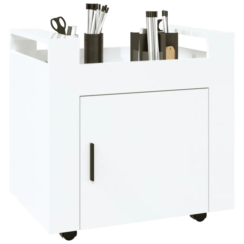 Carrello Scrivania bianco lucido 60x45x60 cm Legno Multistrato 816610