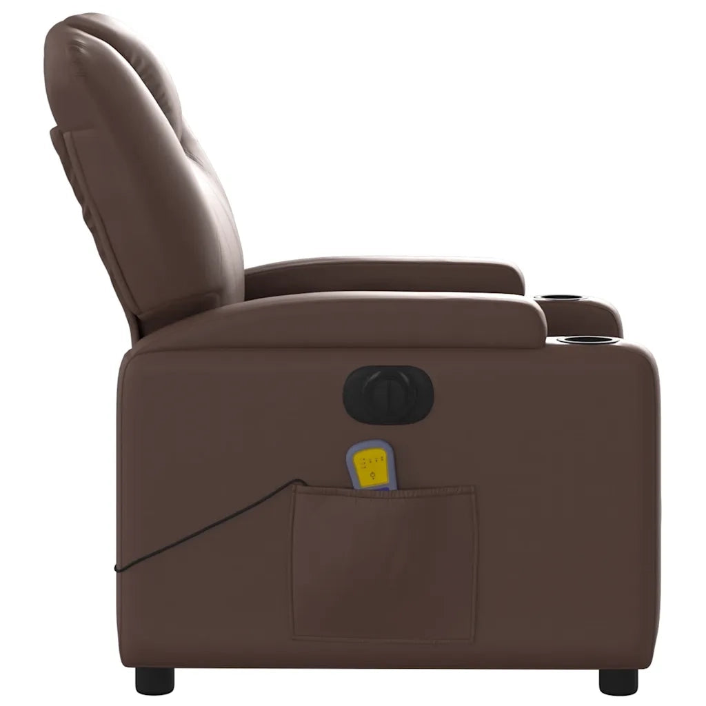 Poltrona Massaggiante | Sedia Relax Elettrica Marrone in Similpelle