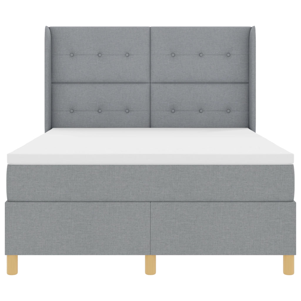 Letto a Box con Materasso e Luce LED Grigio Chiaro 140x190 cm Tessuto