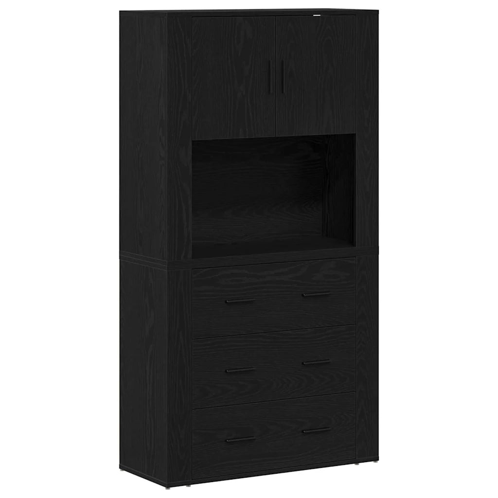 Credenza Rovere Nero 80 x 33 x 150 cm Legno multistrato 3334345