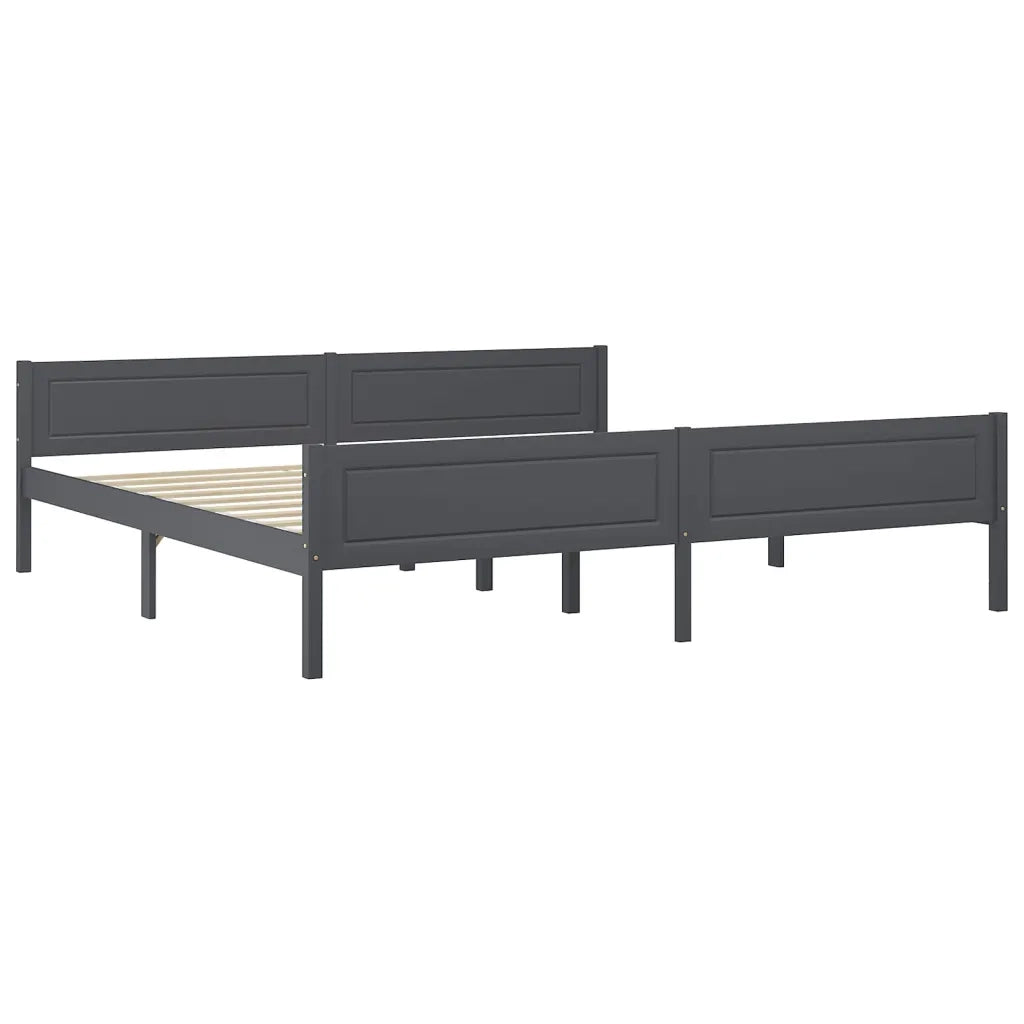 Letto matrimoniale | Letto per adulti | Giroletto senza Materasso Legno Massello Pino Grigio 200x200 cm