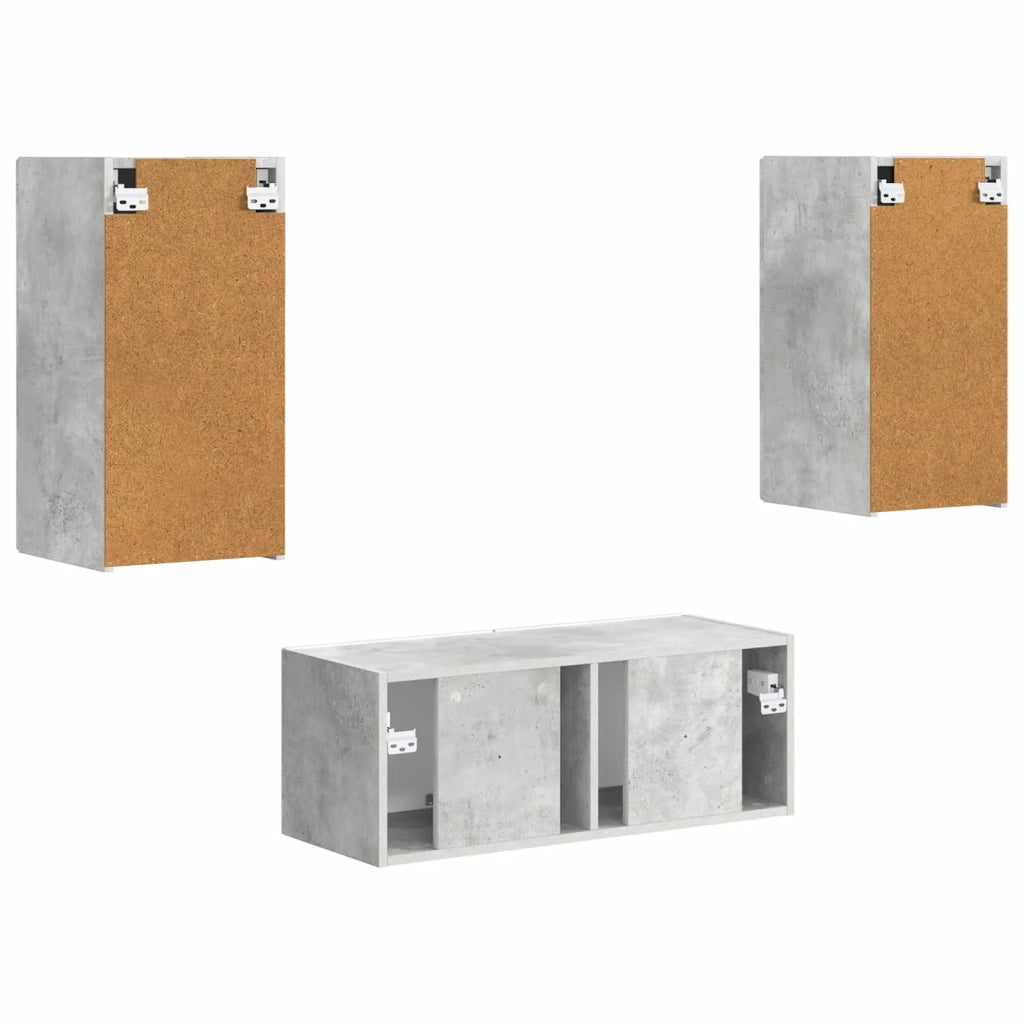 Set mobile TV 2 pz-Credenza per TV Grigio cemento Legno multistrato 809831