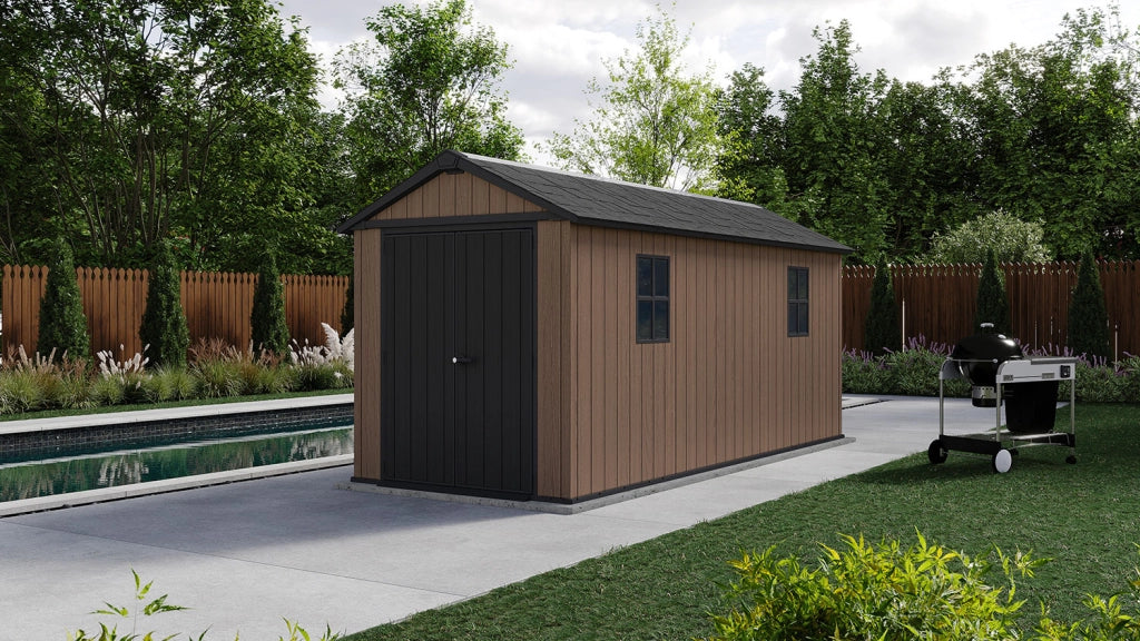 Casetta Box da Giardino 476x230x246 cm Newton Plus 7515/1575 Doppia Opzione Montaggio in Resina Evotech+ Marrone