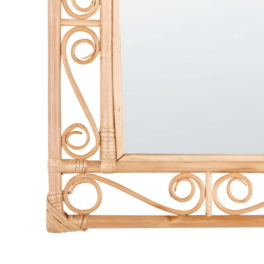 Specchio da parete in legno chiaro Rattan 41 x 52 cm Appeso Design Home Decor Rettangolare Soggiorno Corridoio Camera da letto Boho Moderno