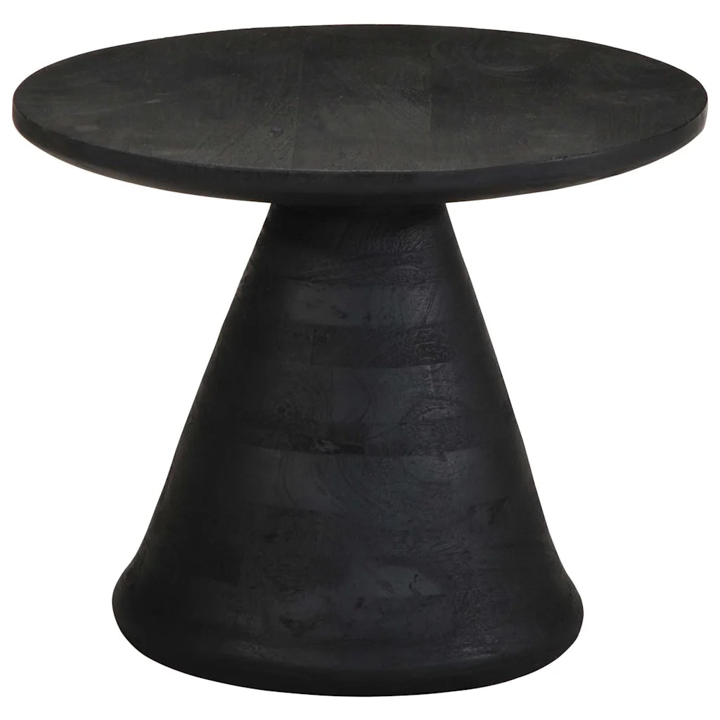 Tavolino da Salotto Nero Ã˜50x40 cm in Legno Massello di Mango