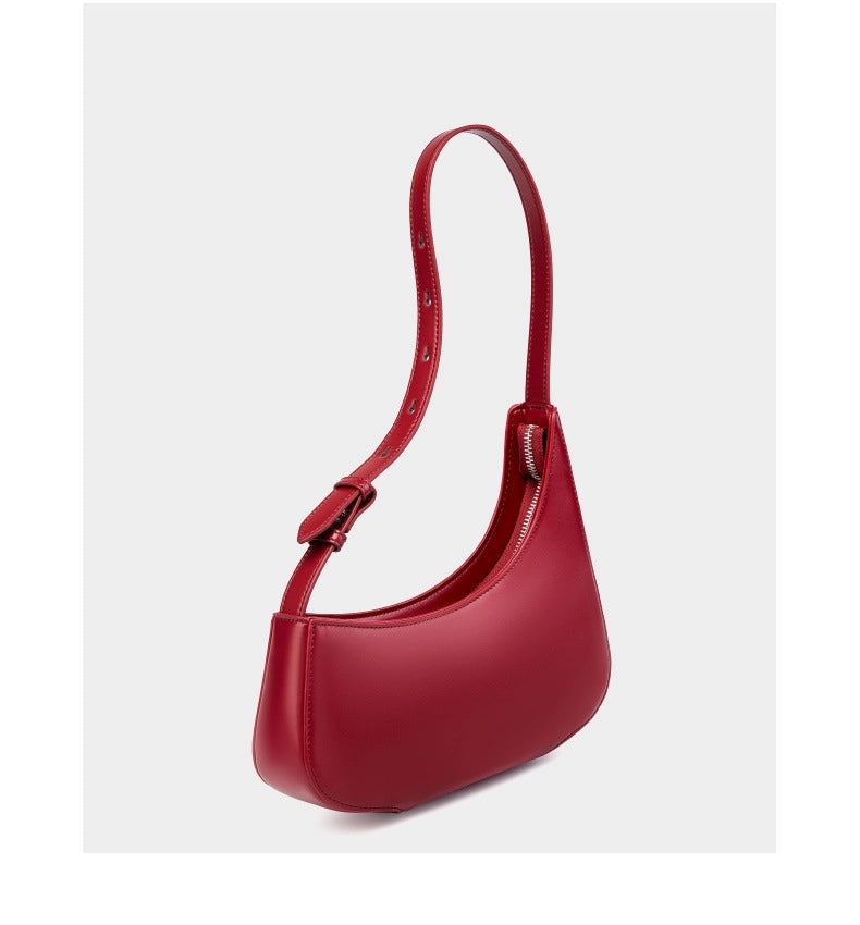 Borsa a tracolla piccola da donna in vera pelle, colore rosso
