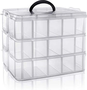 Scatola di Stoccaggio Trasparente a Stacking con Compartimenti Flessibili per Massimo 30 Compartimenti 

Scatola di Stoccaggio per Giochi, Accessori e Collane con Sistema di Ordinamento