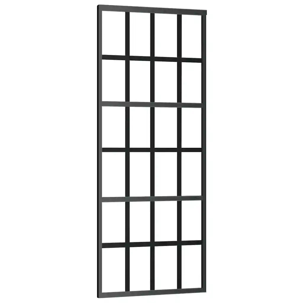 Porta Scorrevole con Ferramenta Nera 76x205 cm in Vetro ESG