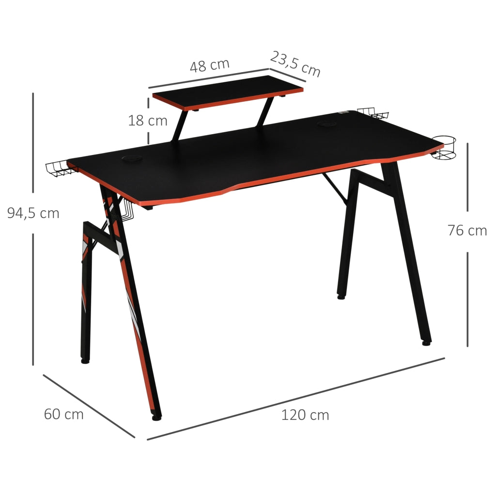 Scrivania Gaming per PC con Supporto Monitor ¨C zephmum ¨C Nero 120x60x94,5 cm
