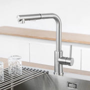 Cranio da cucina a pressione alta, 360° girante, estensibile, da cucina con doccia, due tipi di getto d'acqua, finitura a borchie.