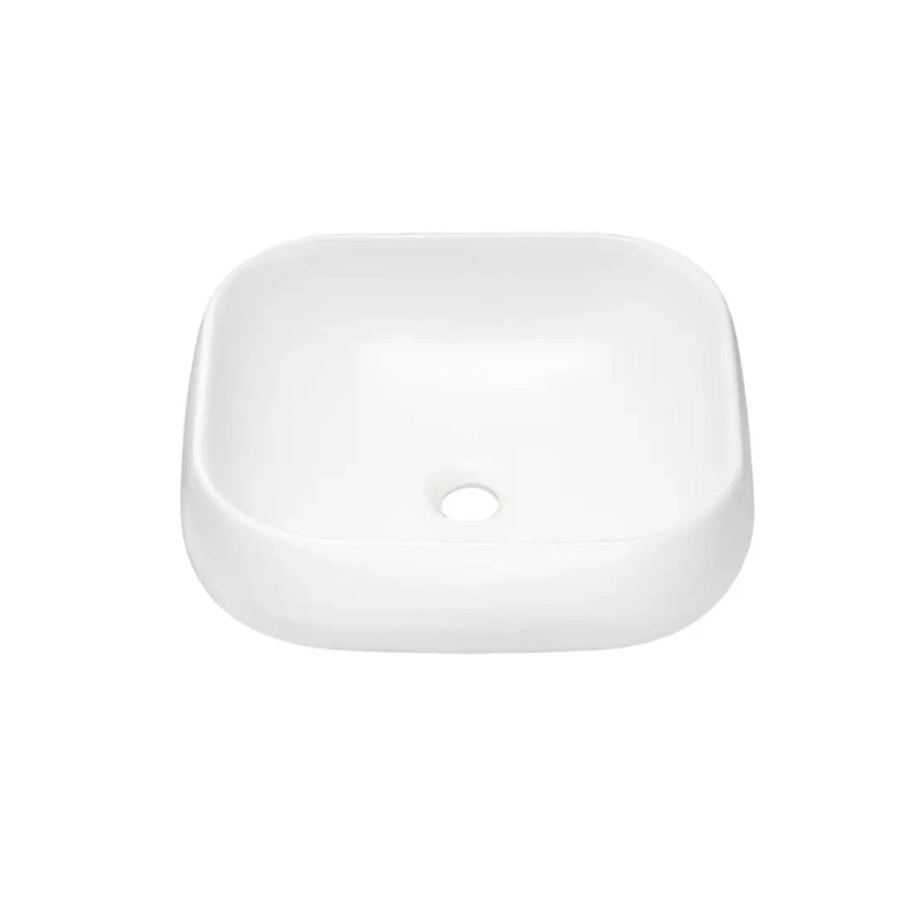 Lavabo rettangolare da appoggio 45x40 cm in ceramica bianca opaca