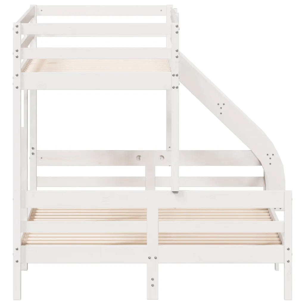 Letto a Castello 80x200/140x200cm Bianco Legno Massello di Pino