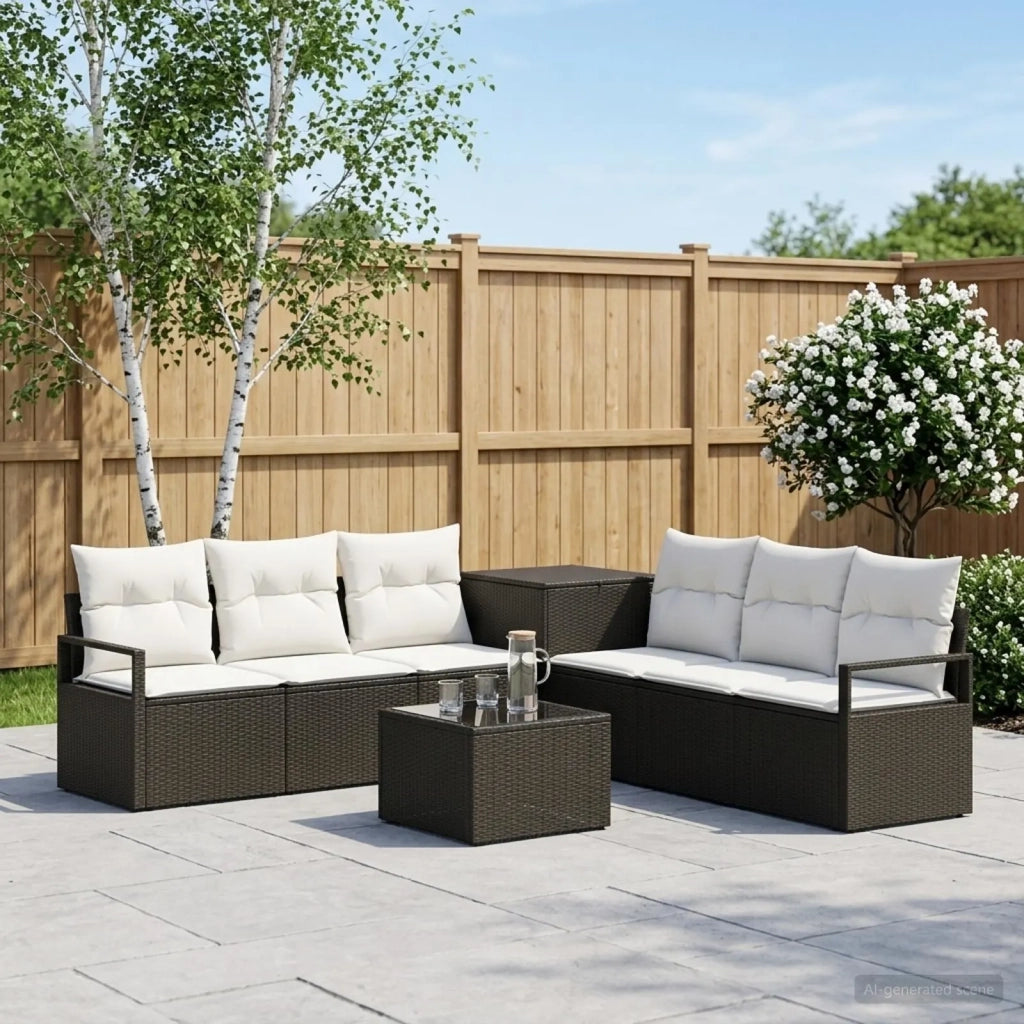 Set di divani 8 pz Nero e Bianco Crema 3448153