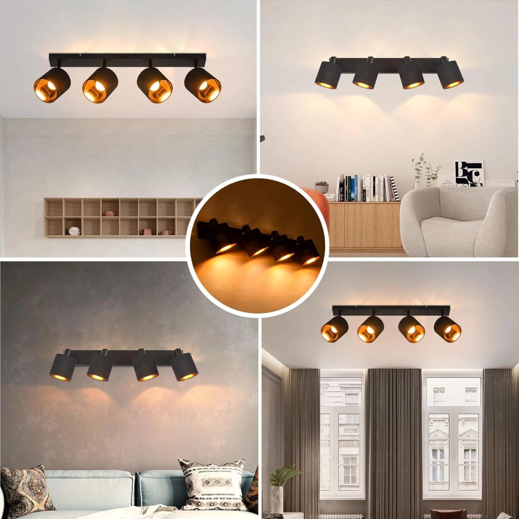 ZMH Faretto da soffitto plafoniera vintage orientabile 350° E14 soggiorno
