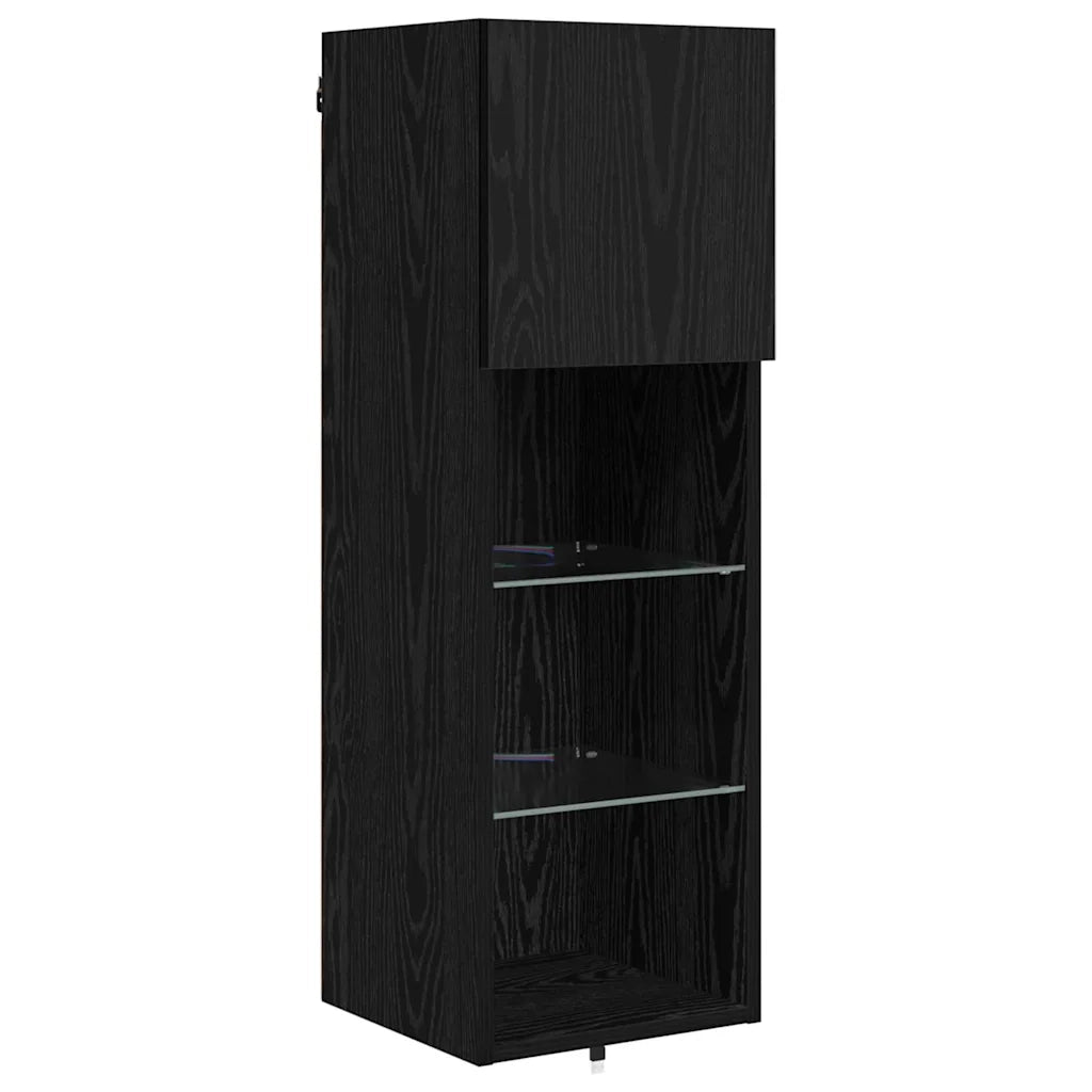 Mobile Porta TV a Muro 4 pz-Credenza per TV Rovere Nero Legno multistrato