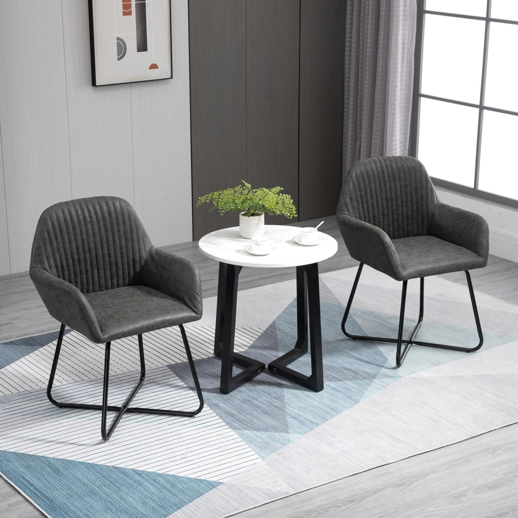 Set 2 Sedie Imbottite in Similpelle Grigia per Pranzo ¨C zephmum ¨C 60x56.5x85