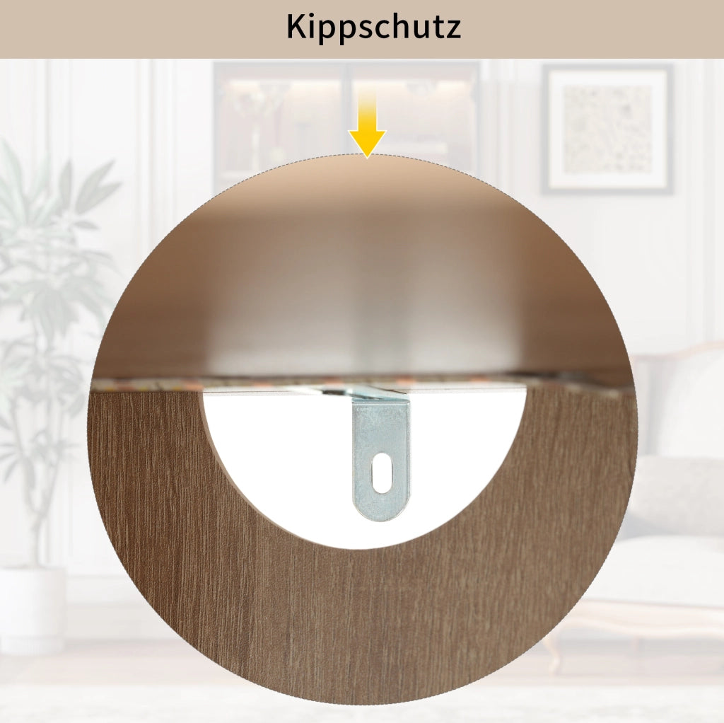 Mobile alto da bagno marrone in MDF con vetro temprato