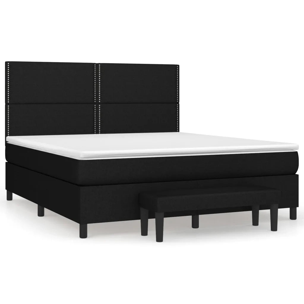 Giroletto a Molle con Materasso Nero 160x200 cm in Tessuto