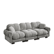 Divano 3 posti con 2 cuscini e schienale ergonomico in chenille grigio 260×86×90 cm
