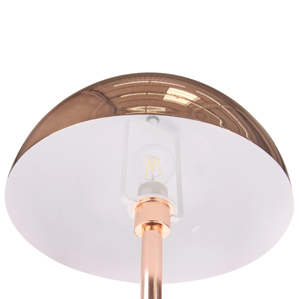 Lampada da Terra Rame Metallo 158 cm Rame Lucido Paralume Rotondo Soggiorno Luce