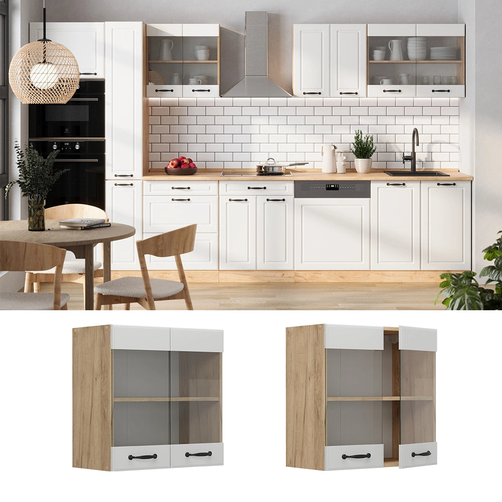 Vicco Mobile da cucina in vetro Bianco casa di campagna 60 cm