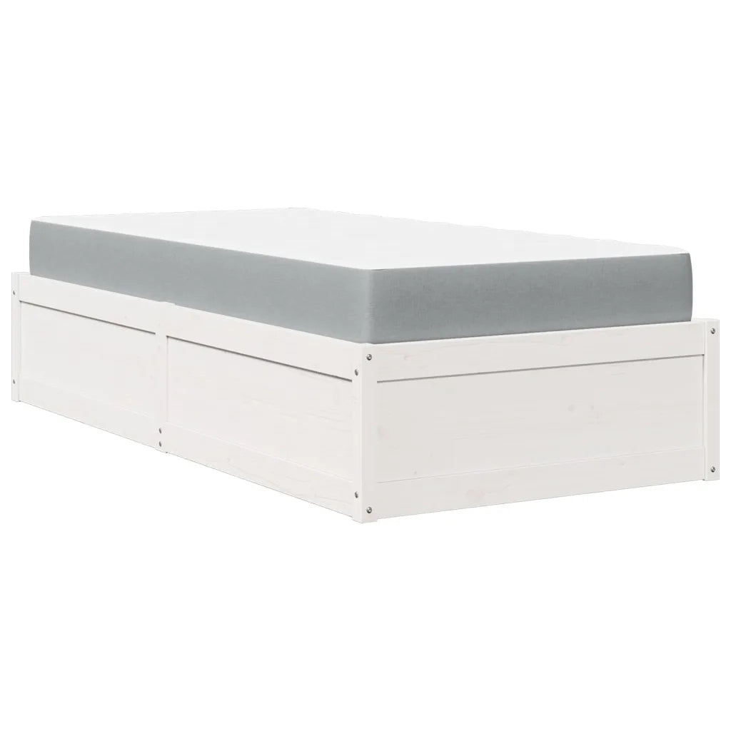 Letto singolo | Letto per adulti | Letto con Materasso Bianco 90x190 cm in Legno Massello di Pino