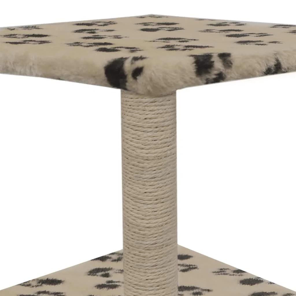 Tiragraffi albero per gatti cuccia per gatti peluche in sisal 55 cm beige con motivo a impronta di zampa 3702074