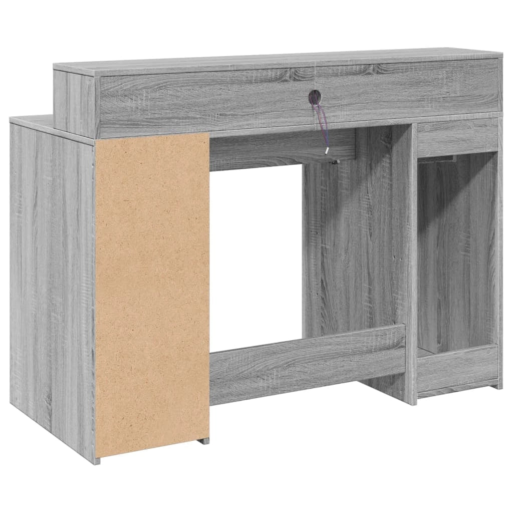 Scrivania tavolo postazione di lavoro mobile per computer studio e luci a LED Sonoma 120 x 55 x 91 cm legno ingegnerizzato grigio 02_0023805