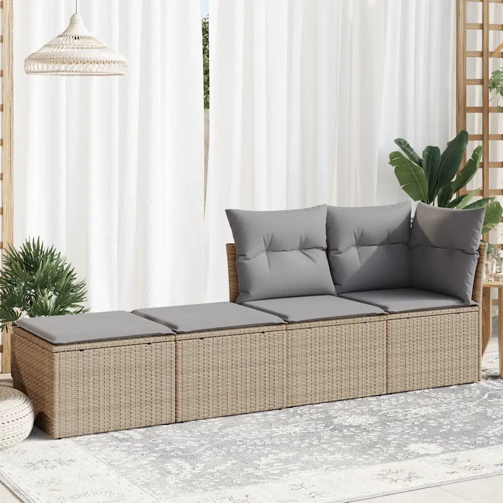Set Divano da Giardino 2 pz | Set Salotto da Giardino con Cuscini Beige Polyrattan Acacia