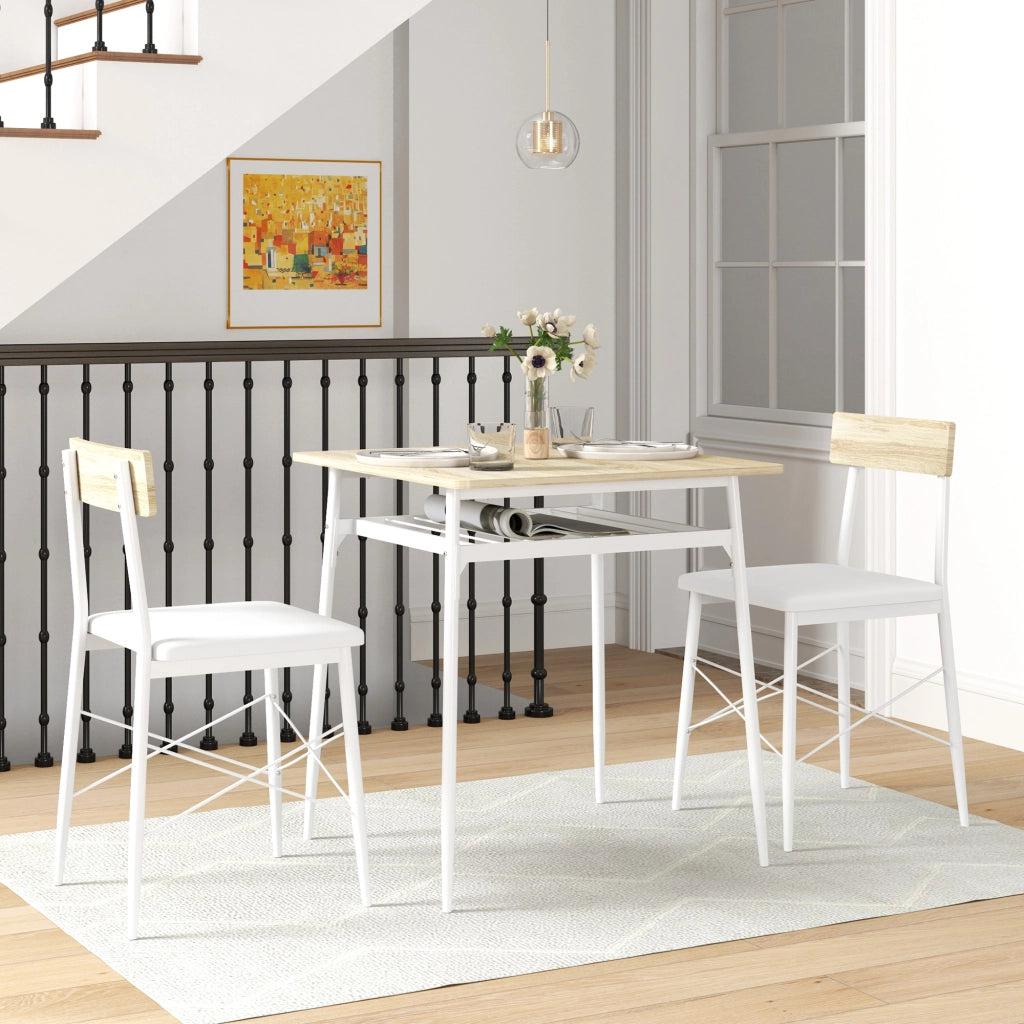 Tavolo da pranzo allungabile con 2 sedie ¨C zephmum ¨C bianco rovere