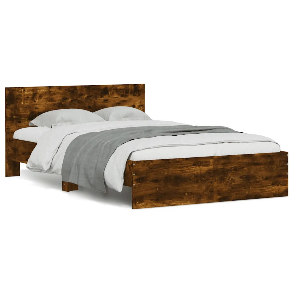 Giroletto con Testiera e LED-Struttura Letto con testiera Rovere Fumo 120x190 cm 492501