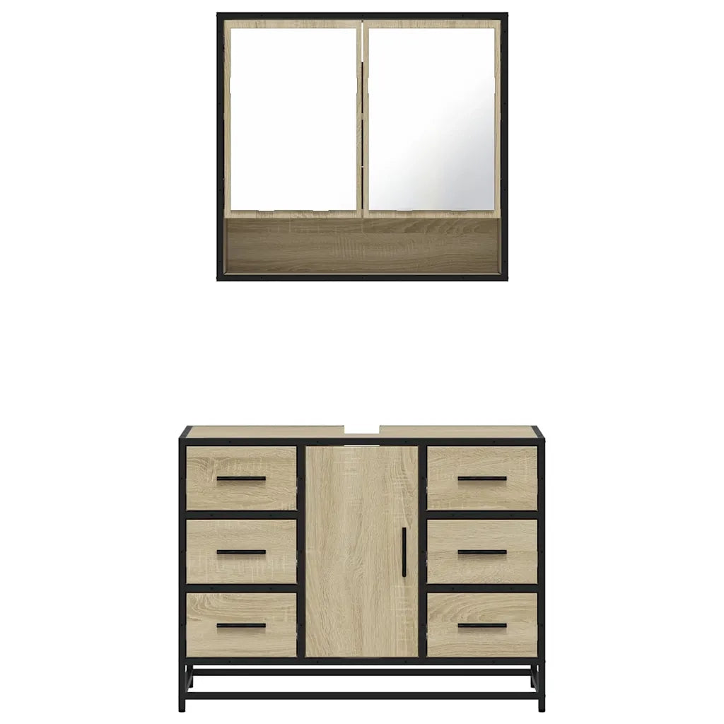 Set Mobili da Bagno 2 pz Rovere Sonoma in Legno Multistrato 3300931