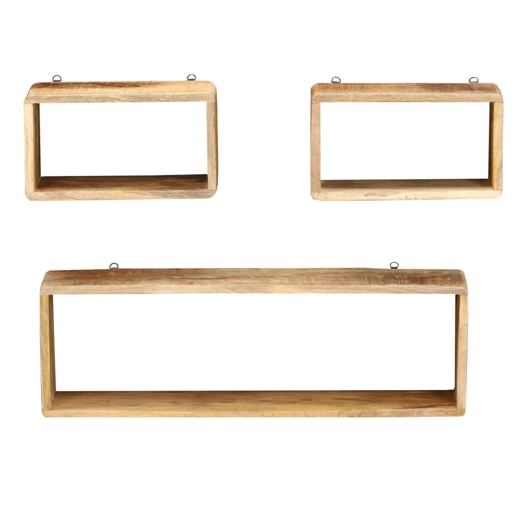 Set Mensole Cubiche da Parete 3 pz in Legno Massello di Mango 285844