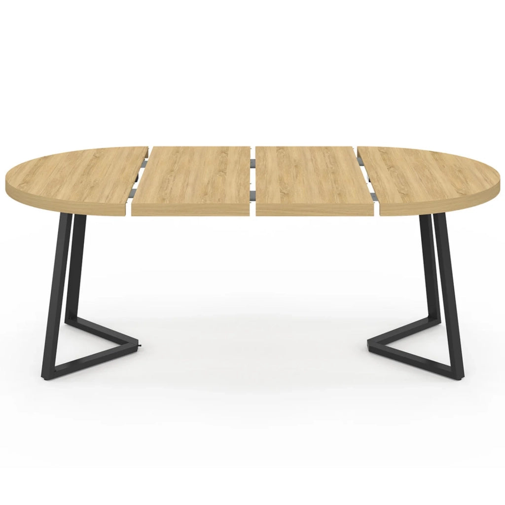 IDMarket - SELMA tavolo da pranzo rotondo allungabile 4-10 persone legno e nero 110-200 cm