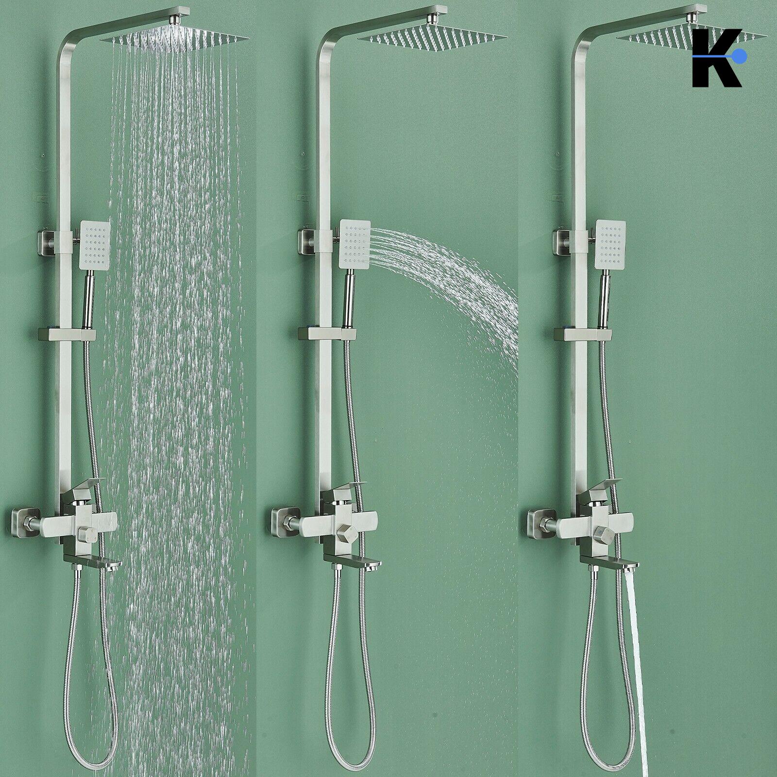 LANA | Set pioggia Premium in acciaio inox spazzolato argento | Miscelatore doccia di design | Miscelatore doccia completo di doccetta