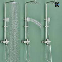 LANA | Set pioggia Premium in acciaio inox spazzolato argento | Miscelatore doccia di design | Miscelatore doccia completo di doccetta