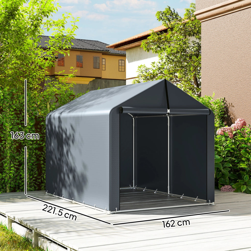 Tenda Garage Impermeabile ¨C zephmum ¨C Grigio, Acciaio Zincato, 162x221.5x163 cm
