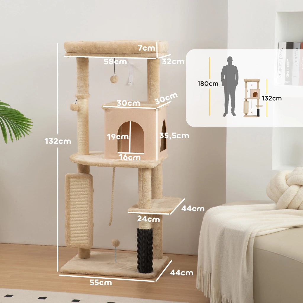 Arbre ¨¤ chat con letto ¨C zephmum ¨C beige 55x44x132 cm