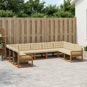 Set di divani da esterno con cuscino 9 pcs Naturale e Beige 3381685