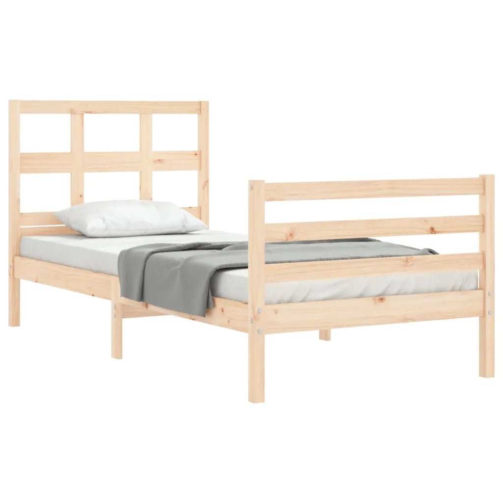 Giroletto con Testiera-Struttura Letto con testiera 90x200 cm in Legno Massello 855986